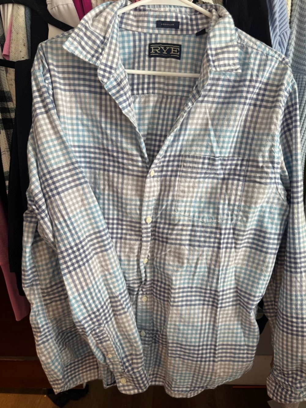 Rye Light Blue and White Gingham Button-Down Shirt